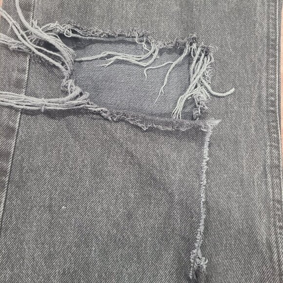 Garage Street Wide Leg Jeans -Destructed Black Size 01 (25) - Picture 12 of 13